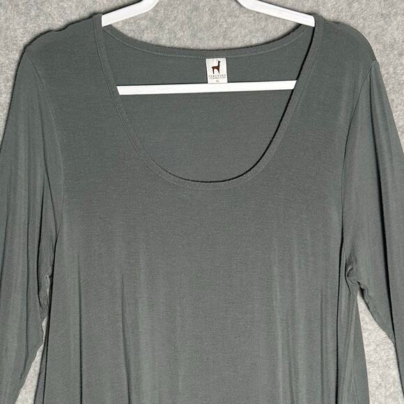 Peruvian Connection Sz XL Modal Scoop Neck Tunic Top High Low Hem Stretchy Flowy - Picture 7 of 9